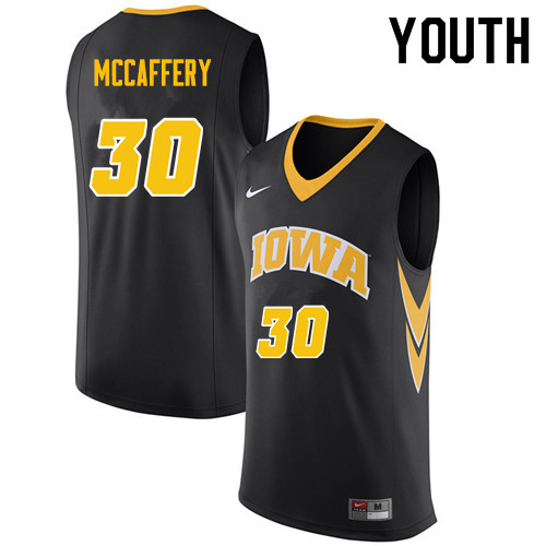 Youth #30 Connor McCaffery Iowa Hawkeyes College Basketball Jerseys Sale-Black